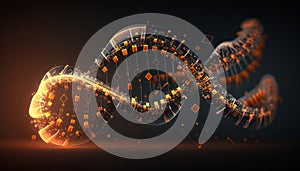 A molecula dna structure on a dark background.