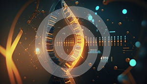 A molecula dna structure on a dark background.