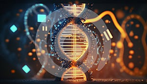 A molecula dna structure on a dark background.