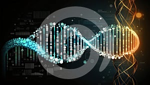 A molecula dna structure on a dark background.