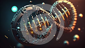 A molecula dna structure on a dark background.