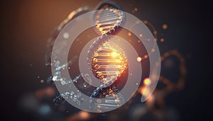 A molecula dna structure on a dark background.