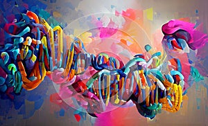 The Molecula of Heredity DNA- abstract colorful brush panting photo