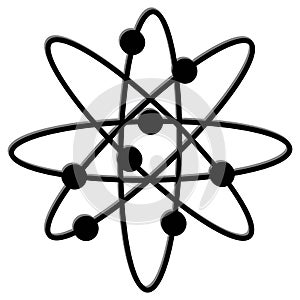 Molecular atom neutron laboratory. Technology round logo. Vector illustration. Stock image.