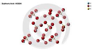 Molecular or Chemical Structure of Sulfuric Acid or Atomic Arrangement of Hydrogen, Oxygen and Sulphur in H2SO4