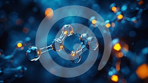 Molecular DNA structure abstract background. Molecule model, chemical formula