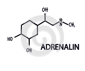 Molecular formula of adrenaline. Symbol. Vector