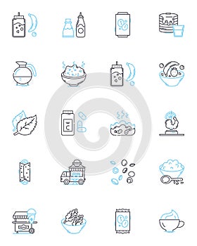 Molecular gastronomy linear icons set. Spherification, Emulsification, Foam, Nitrogen, Gelification, Sous-vide photo