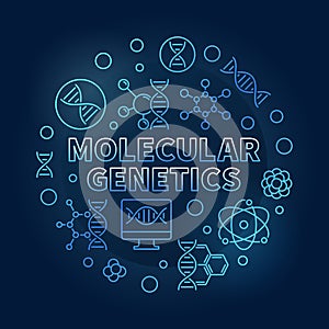 Molecular Genetics vector blue circular outline illustration