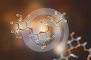 Molecular model of amygdalin, laetrile, vitamin B17, 3d illustration