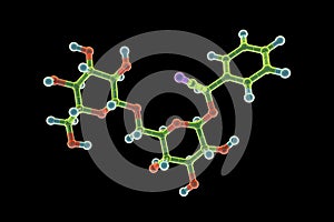 Molecular model of amygdalin, laetrile, vitamin B17, 3d illustration