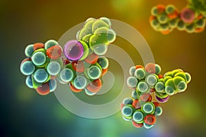 Molecular model of amygdalin, laetrile, vitamin B17, 3d illustration