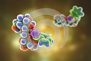 Molecular model of amygdalin, laetrile, vitamin B17, 3d illustration