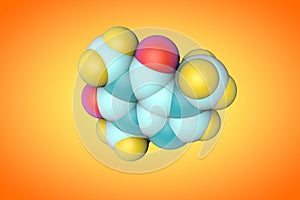 Molecular model of caffeine. Medical background. Scientific background. 3d illustration