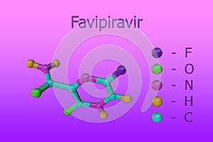 Molecular model of favipiravir, a broad spectrum inhibitor of viral RNA polymerase. It is a perspective antiviral drug