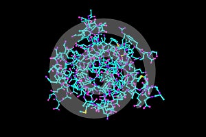 Molecular model of human interleukin 1beta, a bioactive protein intended for use in cell culture applications. Rendering photo