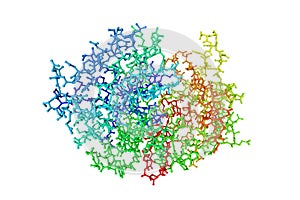 Molecular model of human pepsin 3b, one of the enzymes that digest food proteins into peptides. Rendering based on