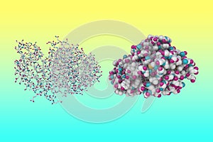 Molecular model of human stomach enzyme pepsin. Medical background. Scientific background. 3d illustration photo