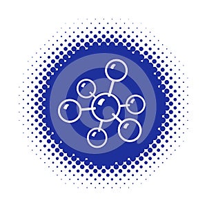 Molecular model icon on halftone round shape