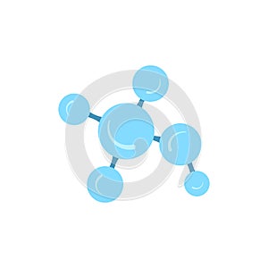 Molecular model icon isolated on white background. Group of atoms bonded together, chemical compound, physics, organic chemistry,