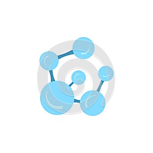 Molecular model icon isolated on white background. Group of atoms bonded together, chemical compound, physics, organic chemistry,