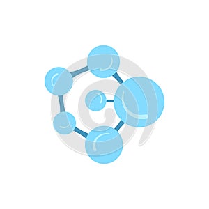 Molecular model icon isolated on white background. Group of atoms bonded together, chemical compound, physics, organic chemistry,