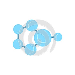 Molecular model icon isolated on white background. Group of atoms bonded together, chemical compound, physics, organic chemistry,