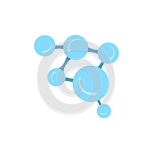 Molecular model icon isolated on white background. Group of atoms bonded together, chemical compound, physics, organic chemistry,