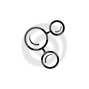Molecular model line icon isolated on white background. Group of atoms bonded together, chemical compound, physics, organic