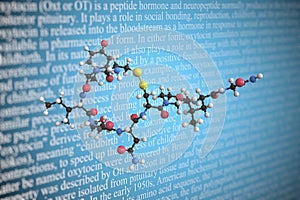 Molecular model of oxytocin, 3D rendering