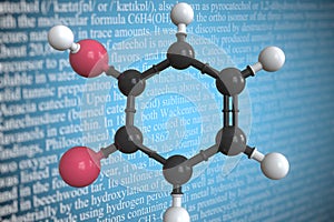 Molecular model of pyrocatechol, 3D rendering
