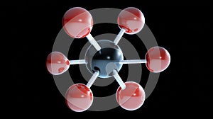 A molecular model of a red and black molecule