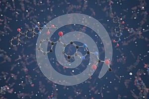 Molecule of Mebendazole. Molecular model, science related 3d rendering
