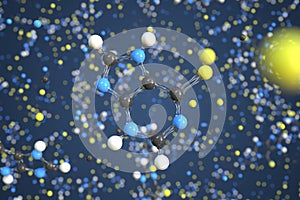 Mercaptopurine molecule. Conceptual molecular model. Chemical 3d rendering photo