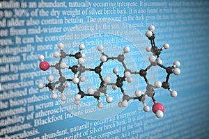 Betulin scientific molecular model, 3D rendering