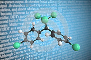 Molecular model of ddt, 3D rendering