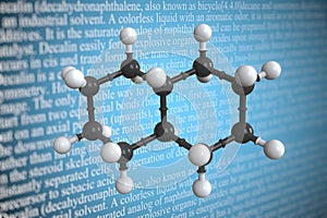 Molecular model of decahydronaphthalene, 3D rendering