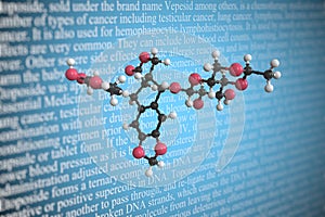 Etoposide scientific molecular model, 3D rendering