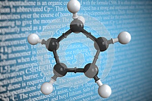 Molecular model of cyclopentadiene, 3D rendering