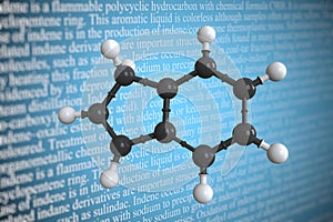 Molecular model of indene, 3D rendering