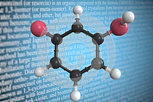 Resorcinol scientific molecular model, 3D rendering
