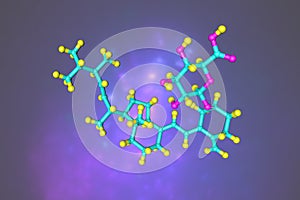 Molecular model of vitamin D2 3-glucuronide, a natural human metabolite of vitamin D2 generated in the liver by UDP