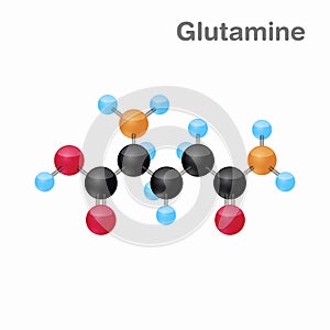 Molecular omposition and structure of Glutamine, Gln, best for books and education photo