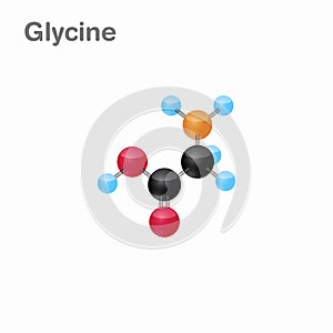 Molecular omposition and structure of Glycine, Gly, best for books and education