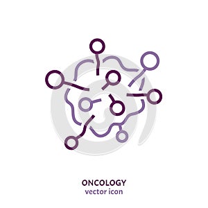 Molecular oncology linear pictogram. Branch of medicine symbol.