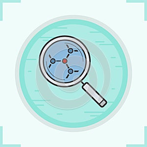 Molecular structure analysis color icons set