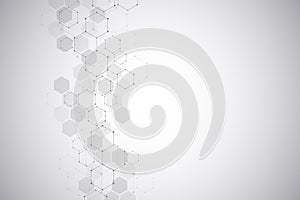 Molecular structure background. Abstract background with molecule DNA. Geometric shape with hexagons.