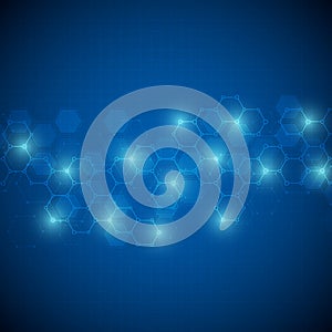 Molecular structure background. Abstract background with molecule DNA. Geometric shape with hexagons.