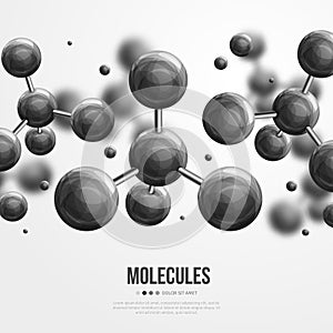 Molecular structure with black spherical particles