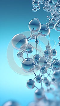 Molecular structure on blue background. 3d render illustration.